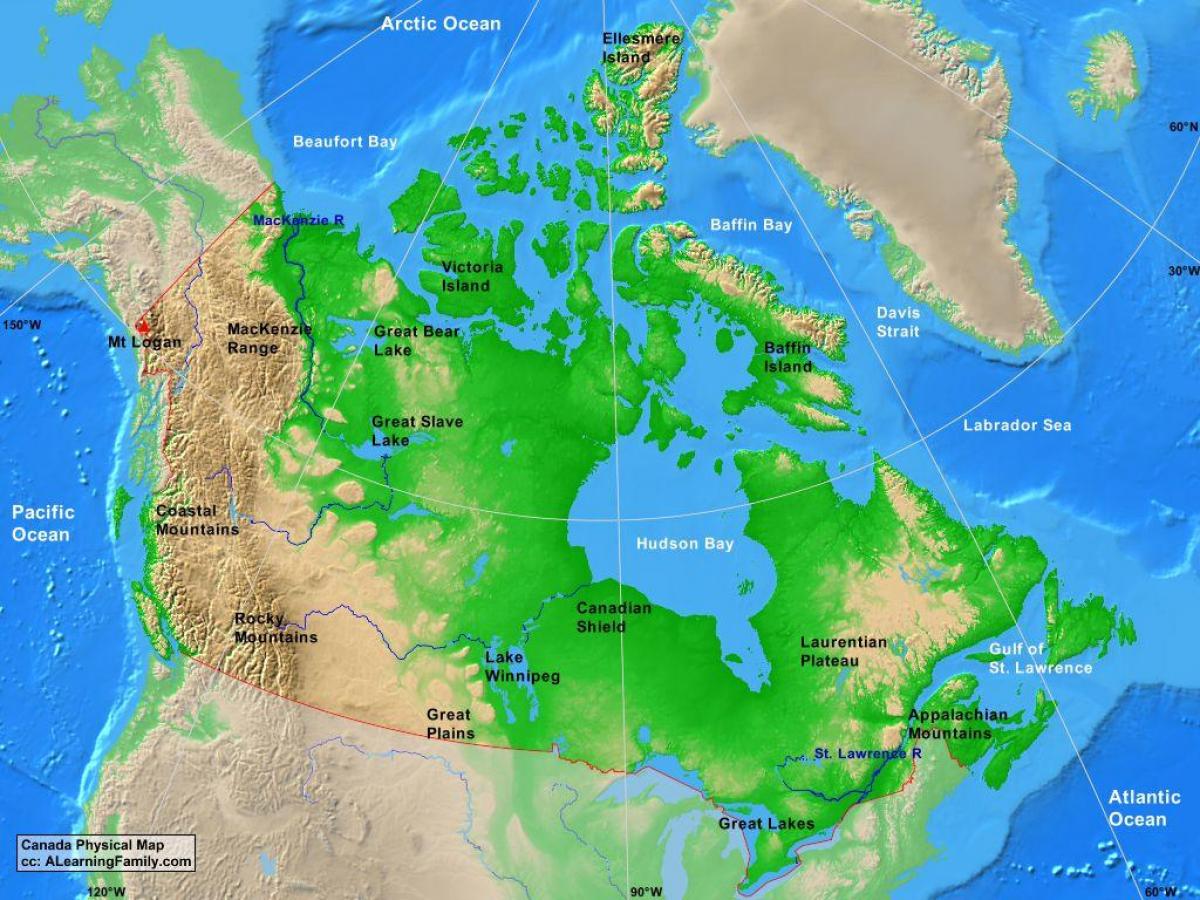 Mapa gór w Kanadzie