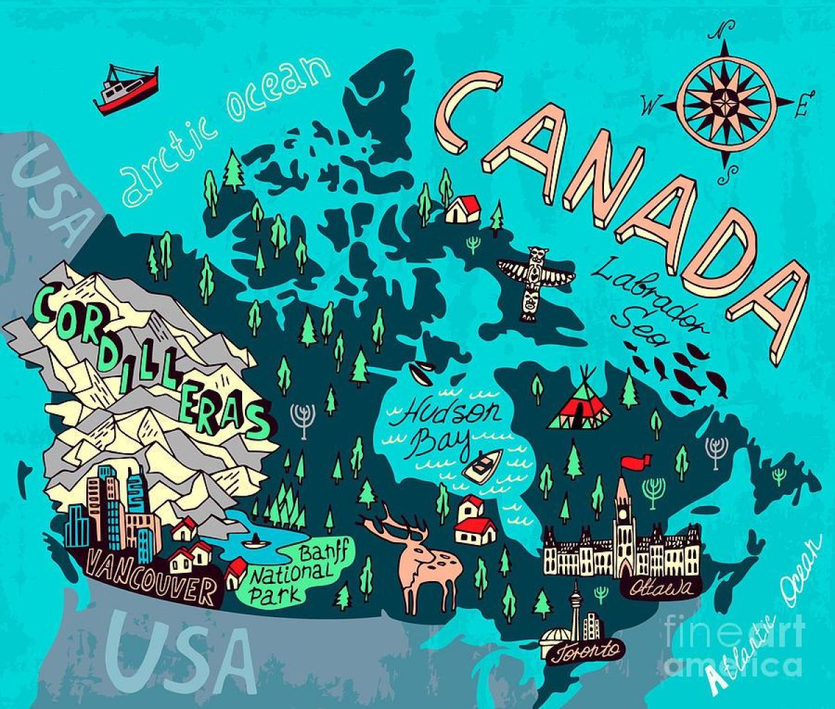Mapa atrakcji turystycznych Kanady
