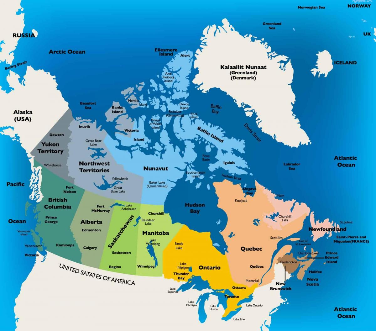 Mapa administracyjna Kanady